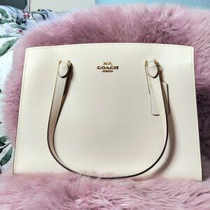 Coach Tatum Carryall  Large Leather Tote Shoulder Bag Chalk (Light Saddle)